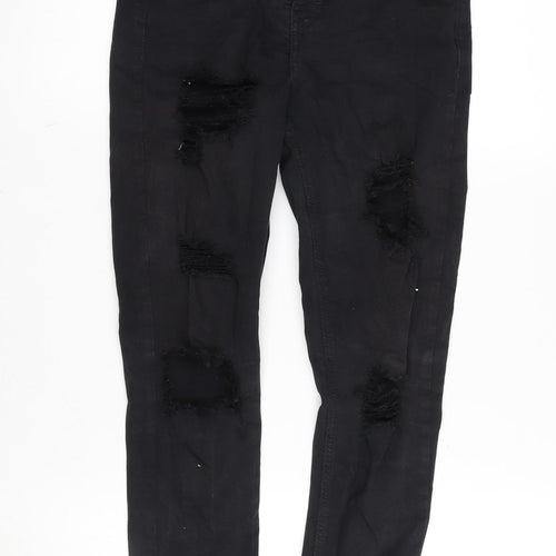 Topshop Womens Black Cotton Blend Tapered Jeans Size 26 in L26 in Regular Zip