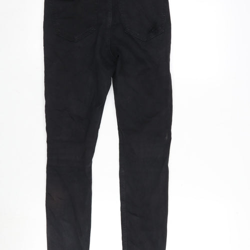 Topshop Womens Black Cotton Blend Tapered Jeans Size 26 in L26 in Regular Zip