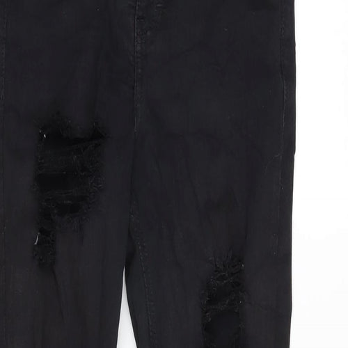 Topshop Womens Black Cotton Blend Tapered Jeans Size 26 in L26 in Regular Zip