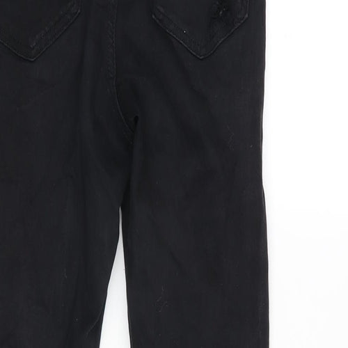 Topshop Womens Black Cotton Blend Tapered Jeans Size 26 in L26 in Regular Zip