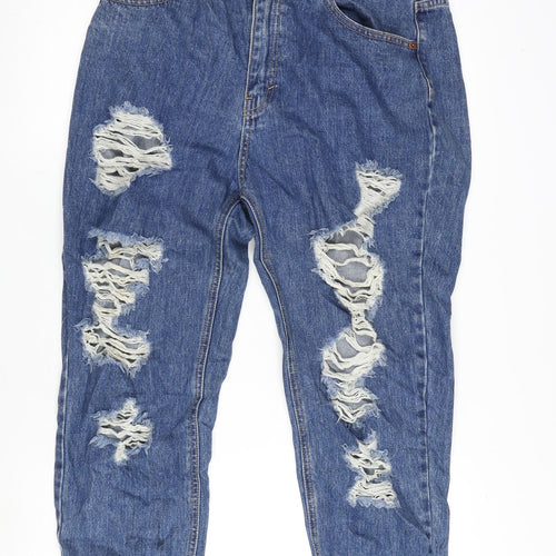 Pull&Bear Womens Blue Cotton Straight Jeans Size 14 L23 in Regular Zip