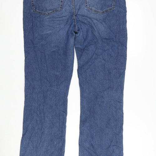Marks and Spencer Womens Blue Cotton Blend Bootcut Jeans Size 16 L31 in Regular Zip