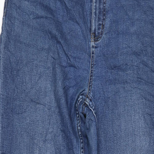 Marks and Spencer Womens Blue Cotton Blend Bootcut Jeans Size 16 L31 in Regular Zip