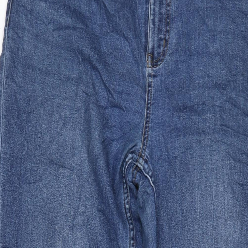 Marks and Spencer Womens Blue Cotton Blend Bootcut Jeans Size 16 L31 in Regular Zip