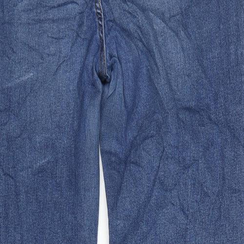 Marks and Spencer Womens Blue Cotton Blend Bootcut Jeans Size 16 L31 in Regular Zip