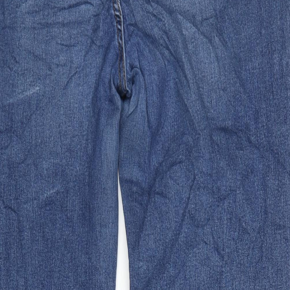 Marks and Spencer Womens Blue Cotton Blend Bootcut Jeans Size 16 L31 in Regular Zip