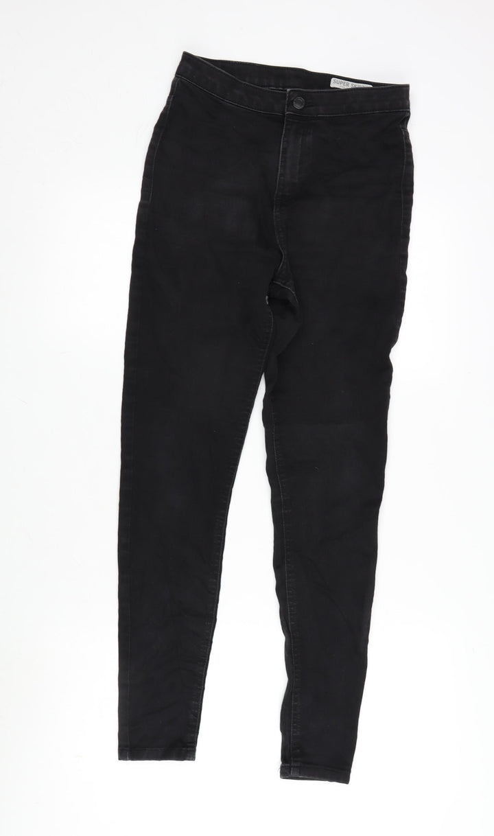 Marks and Spencer Womens Black Cotton Blend Skinny Jeans Size 10 L27.5 in Regular Zip