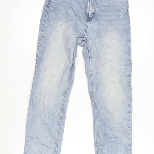 Denim & Co. Womens Blue Cotton Blend Straight Jeans Size 6 L25 in Regular Zip