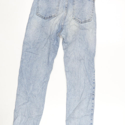 Denim & Co. Womens Blue Cotton Blend Straight Jeans Size 6 L25 in Regular Zip