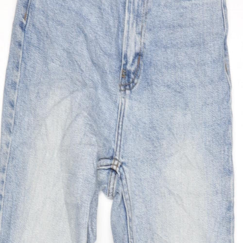 Denim & Co. Womens Blue Cotton Blend Straight Jeans Size 6 L25 in Regular Zip
