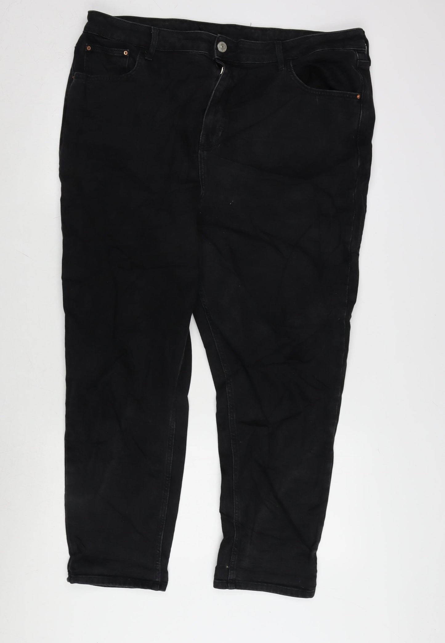 F&F Womens Grey Cotton Blend Straight Jeans Size 20 L27 in Regular Zip