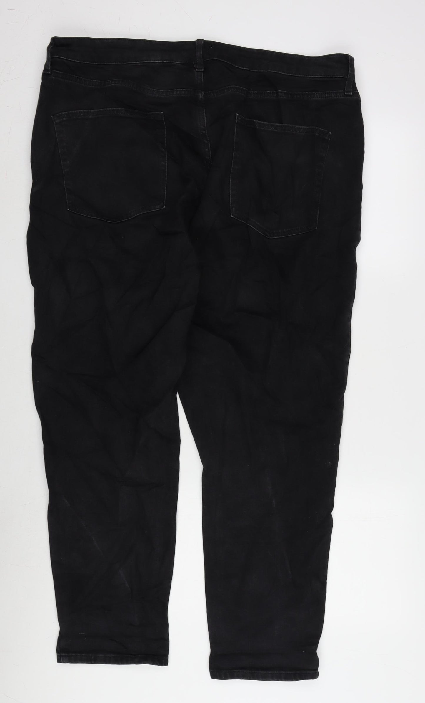 F&F Womens Grey Cotton Blend Straight Jeans Size 20 L27 in Regular Zip