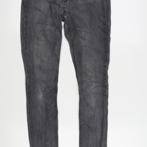 French Connection Womens Grey Cotton Blend Tapered Jeans Size 10 L28 in Regular Zip
