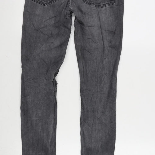 French Connection Womens Grey Cotton Blend Tapered Jeans Size 10 L28 in Regular Zip