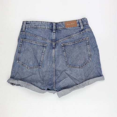 NEXT Womens Blue Cotton Basic Shorts Size 10 Regular Zip