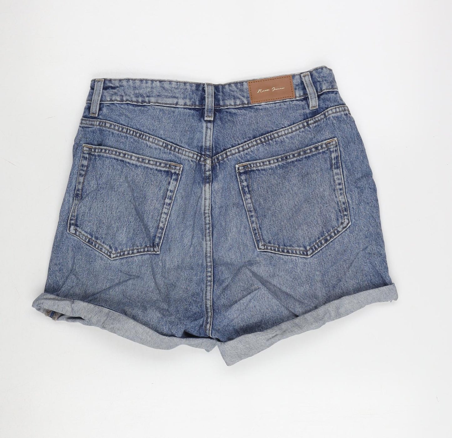 NEXT Womens Blue Cotton Basic Shorts Size 10 Regular Zip