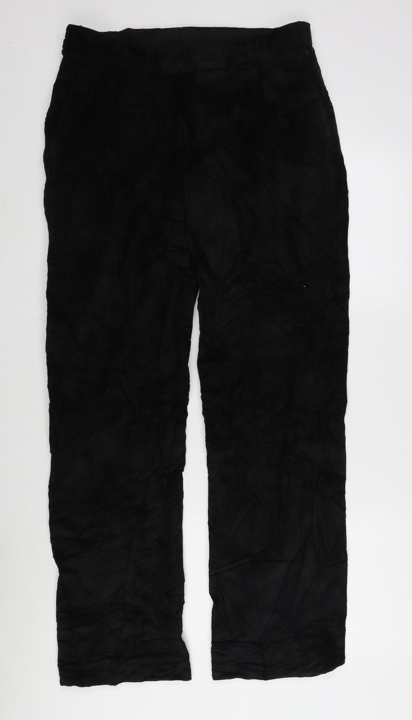 TU Mens Black Cotton Trousers Size 32 in L31 in Regular Zip