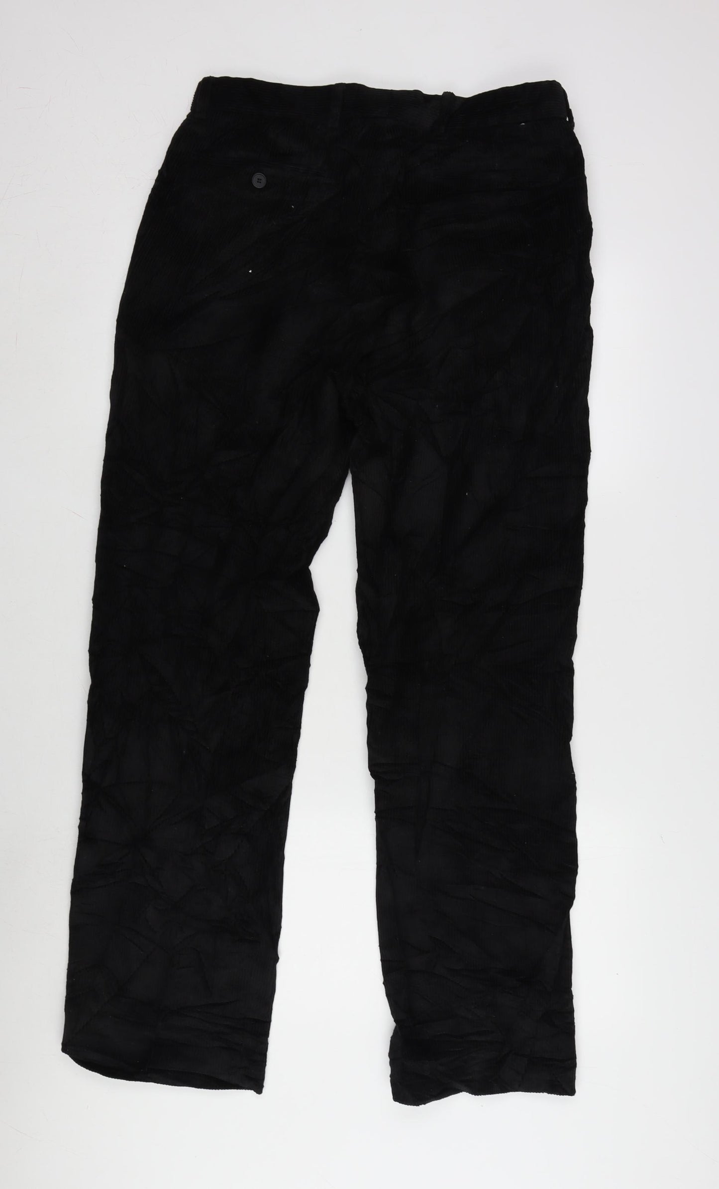 TU Mens Black Cotton Trousers Size 32 in L31 in Regular Zip