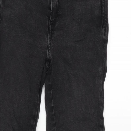 Zara Womens Grey Cotton Blend Straight Jeans Size 38 in L26 in Regular Zip - Distressed - Raw hem.