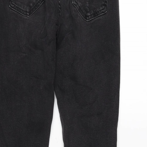Zara Womens Grey Cotton Blend Straight Jeans Size 38 in L26 in Regular Zip - Distressed - Raw hem.