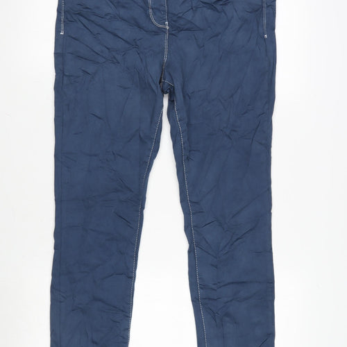 Marks and Spencer Womens Blue Cotton Blend Skinny Jeans Size 14 L28 in Regular Zip