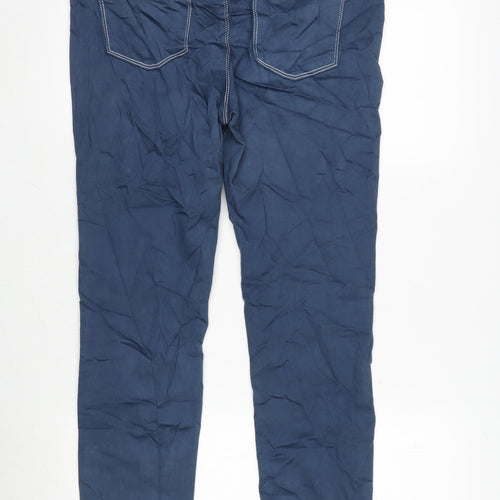 Marks and Spencer Womens Blue Cotton Blend Skinny Jeans Size 14 L28 in Regular Zip