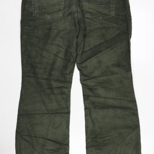 Marks and Spencer Womens Green Cotton Blend Bootcut Jeans Size 16 L28 in Regular Zip
