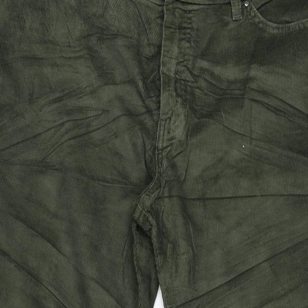 Marks and Spencer Womens Green Cotton Blend Bootcut Jeans Size 16 L28 in Regular Zip