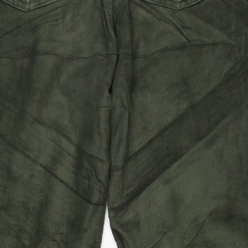 Marks and Spencer Womens Green Cotton Blend Bootcut Jeans Size 16 L28 in Regular Zip