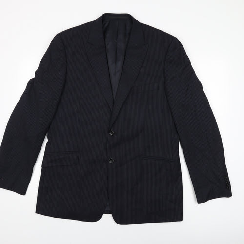 Linea Mens Black Striped Wool Jacket Suit Jacket Size 42 Regular