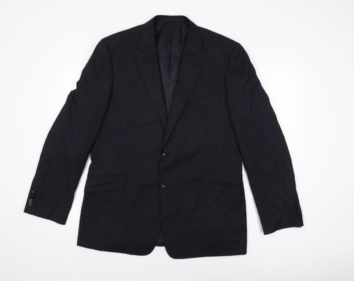 Linea Mens Black Striped Wool Jacket Suit Jacket Size 42 Regular