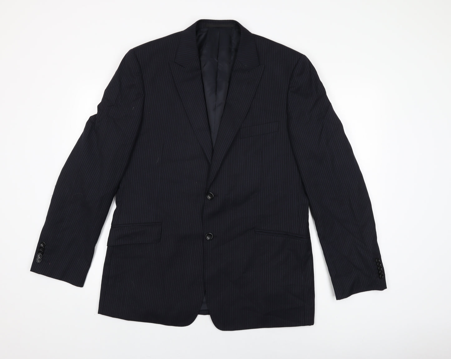 Linea Mens Black Striped Wool Jacket Suit Jacket Size 42 Regular