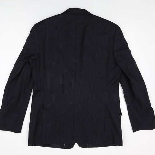 Linea Mens Black Striped Wool Jacket Suit Jacket Size 42 Regular