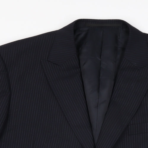 Linea Mens Black Striped Wool Jacket Suit Jacket Size 42 Regular