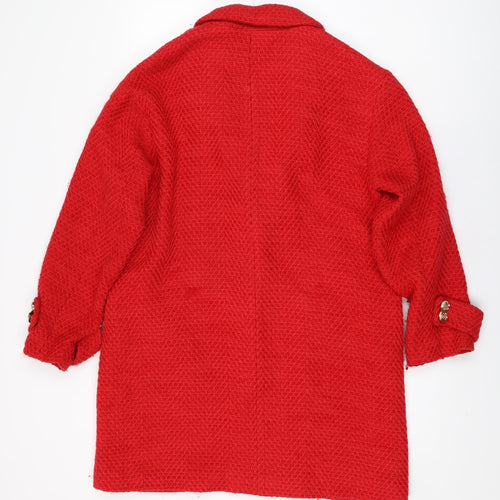 Zara Womens Red Overcoat Coat Size M Button