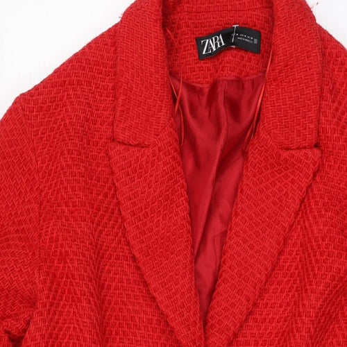 Zara Womens Red Overcoat Coat Size M Button