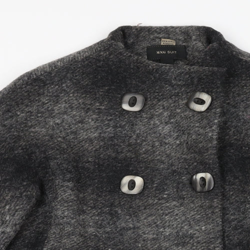 Mango Womens Grey Geometric Overcoat Coat Size S Button
