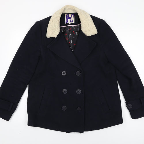 Henry Holland Womens Blue Overcoat Coat Size 12 Button