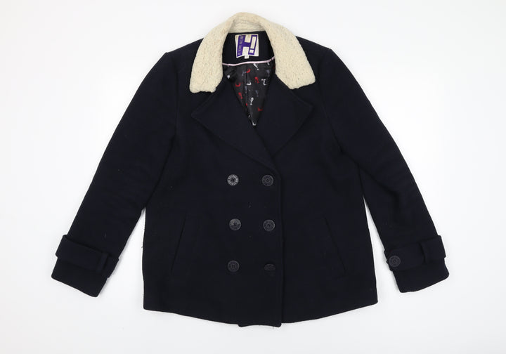 Henry Holland Womens Blue Overcoat Coat Size 12 Button