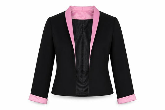 Front view of Helen Sykes women’s black jacket, size UK 10