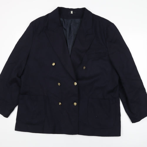 Classic Woman Womens Blue Wool Jacket Suit Jacket Size 22