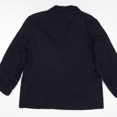 Classic Woman Womens Blue Wool Jacket Suit Jacket Size 22