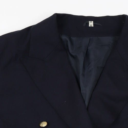 Classic Woman Womens Blue Wool Jacket Suit Jacket Size 22