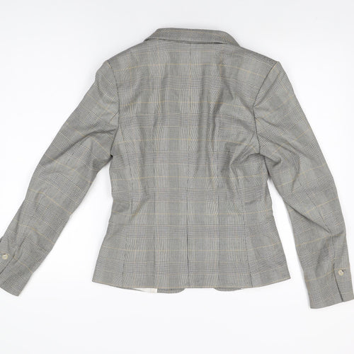 H&M Womens Grey Plaid Polyester Jacket Suit Jacket Size 10