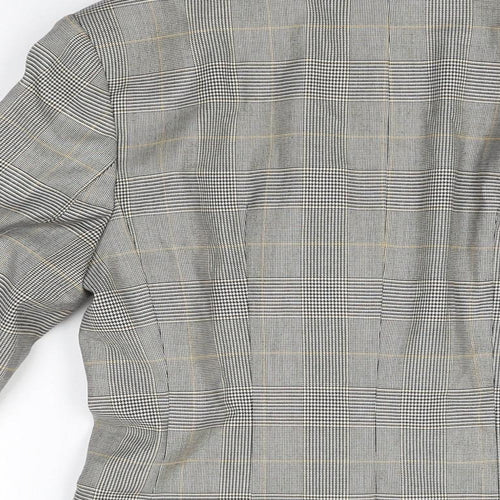 H&M Womens Grey Plaid Polyester Jacket Suit Jacket Size 10