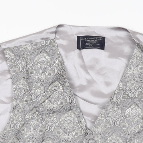 Lloyd Attree & Smith Mens Silver Paisley Viscose Jacket Suit Waistcoat Size 2XL Regular