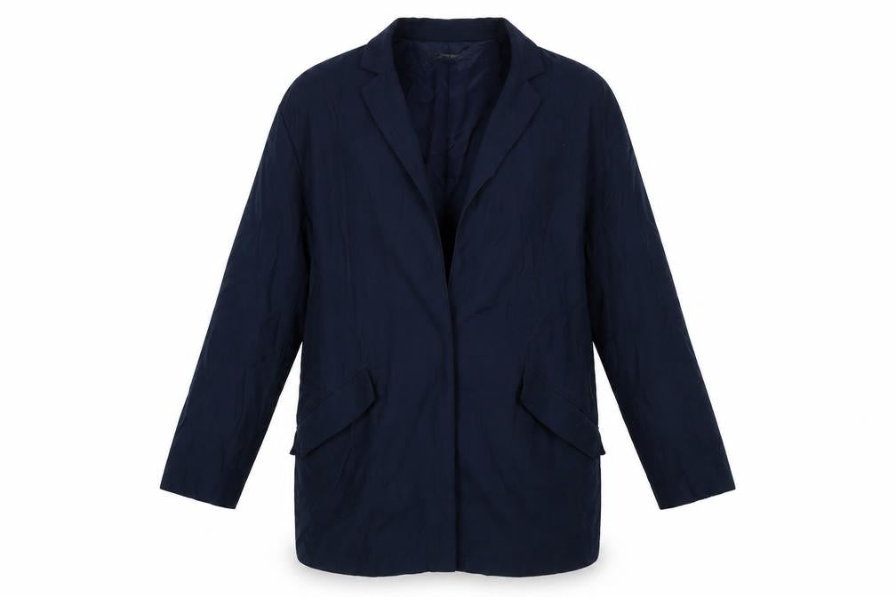 Front view of Mango women’s blue jacket, size S, button