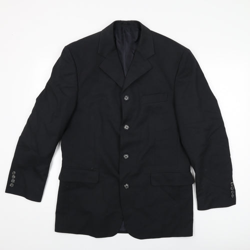 Equity Mens Black Striped Polyester Jacket Suit Jacket Size 38 Regular