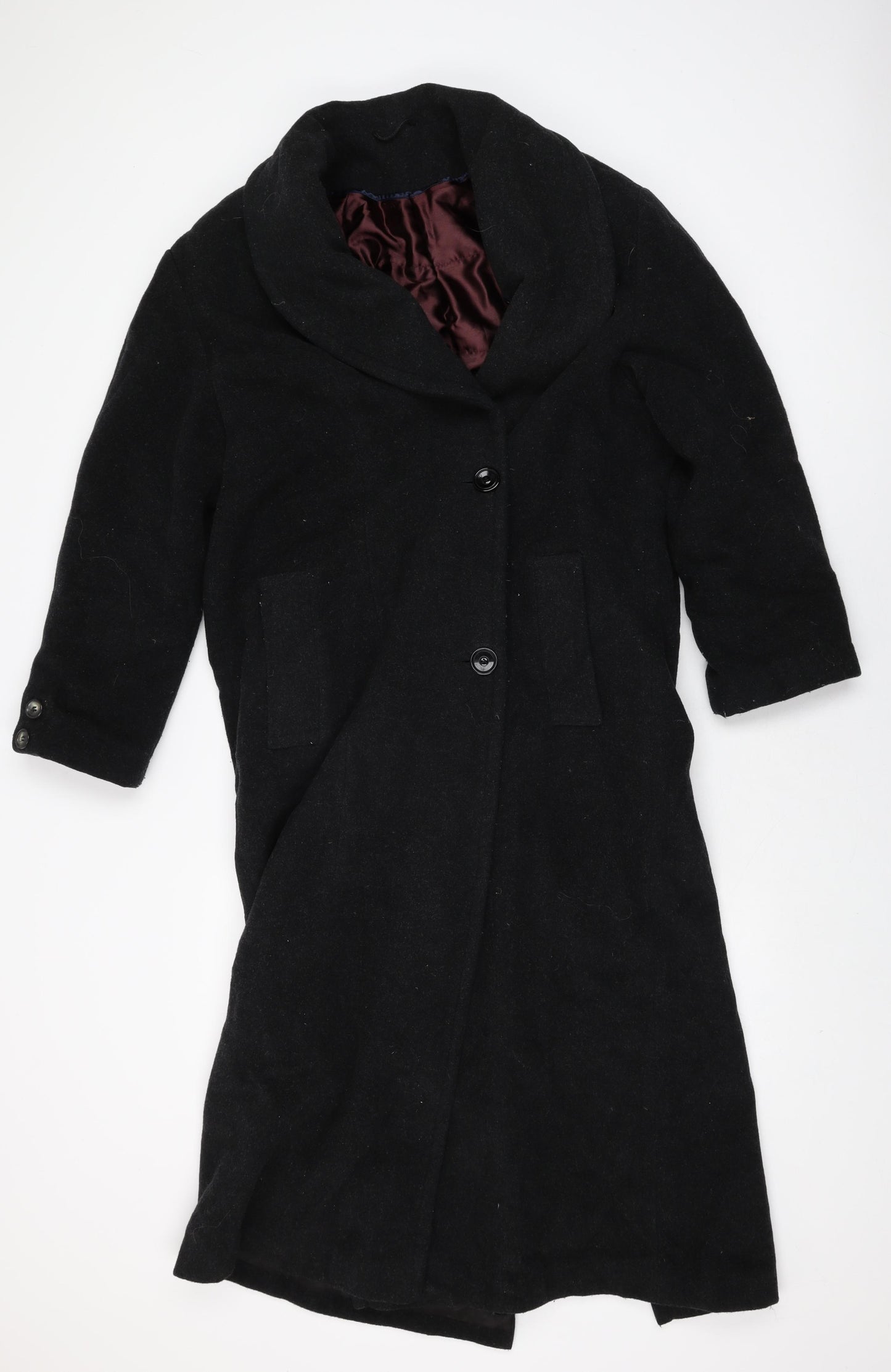 Principles Mens Black Overcoat Coat Size 38 Button
