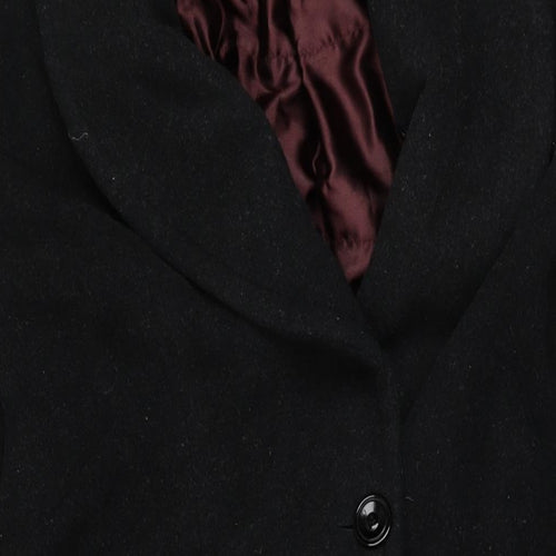 Principles Mens Black Overcoat Coat Size 38 Button